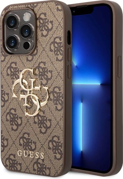 Guess Back Cover voor Apple iPhone 14 Pro - Beschermende PU Hoes met Bruine Kleur - Telefoonhoesje met Uitstekende Bescherming.