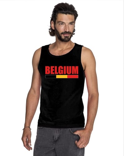 Zwart Belgium supporter mouwloos shirt heren - Belgie singlet shirt/ tanktop S