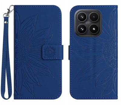 Coverup Hoesje - Geschikt voor Xiaomi 17 Hoesje - Coverup Zonnebloem Book Case met Koord - Blauw