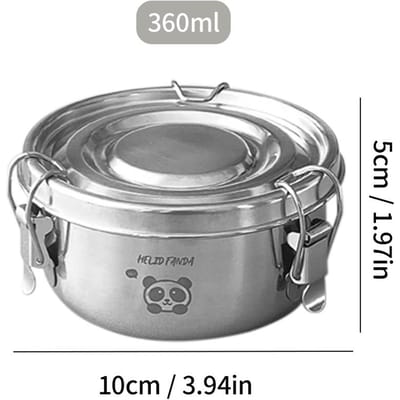 WORTHBUY Draagbare Ronde Lunchbox Met Deksel 304 Roestvrij Staal Voedselopbergcontainer Lekdichte Bento Box Voor Kamperen Picknick gray