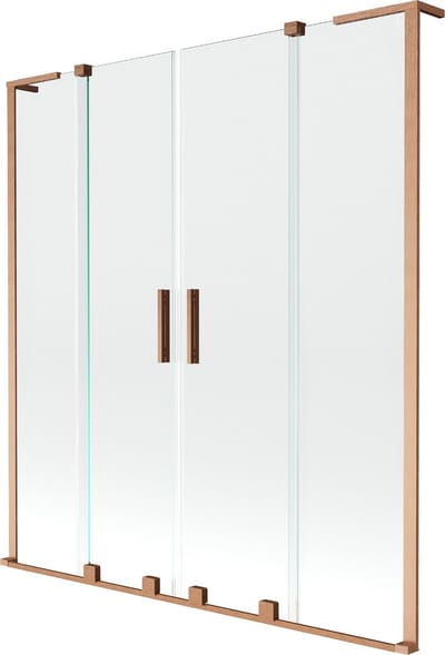 Mexen Velar L Duo badkuipscherm 2-delige schuifbare 150 x 150 , transparant, geborsteld koper - 896-150-003-02-65