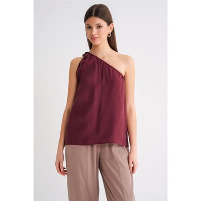 Asymmetrische Kraag Accessoire Gedetailleerde Top