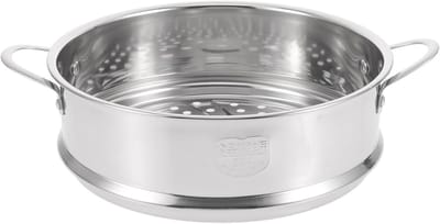 Stoommand Met Handgrepen - Roestvrij Staal Mand - Broodjes Stomen - Compact Ruimtebesparend - 20 Cm Diameter - Zilver