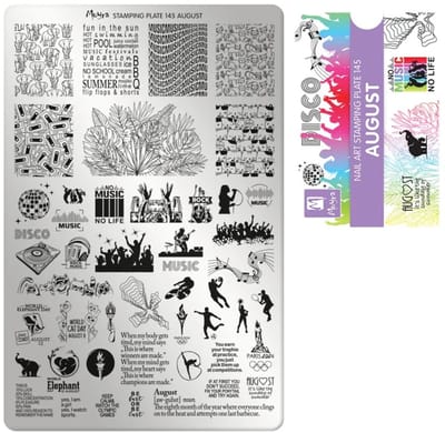 Moyra Stamping Plate 145 AUGUST + Gratis Try-on Sheet