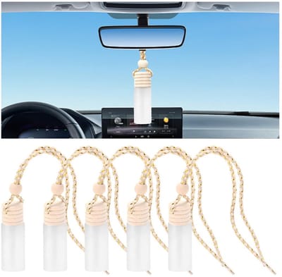 Dailygoods- Luchtverfrisser Auto - Lege Parfumfles - Aromatherapie Fles - Glazen Fles - Houten Dop - Duurzaam Materiaal