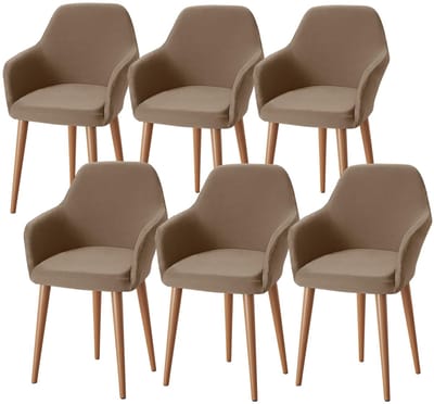 Stretch stoelhoezen, set van 6, fauteuilhoes met armleuningen, afneembaar, wasbaar, hoes voor bureaustoelen, eetkamerstoelen, overtrek voor keuken, banket, bruiloft, feest (camel, 6 stuks)
