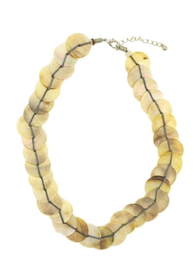 Behave® ketting - beige crème schelpen 40 cm - nikkelvrij, bohemian modeaccessoire
