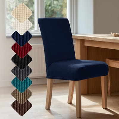 Dailygoody - Rekbare Stoelhoezen - Wasbare Eetkamerhoezen - Verwijderbaar - Marine Kleur - 4 Stuks - Perfect voor Feestjes en Diners - Geschikt voor M