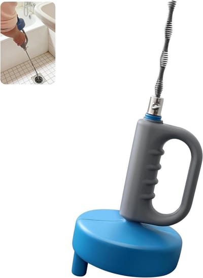 Ontstoppingsspiraal - Afvoerreiniger - Leidingen Ontstoppen - Flexibel Met Klauw - 4 Meter - Blauw
