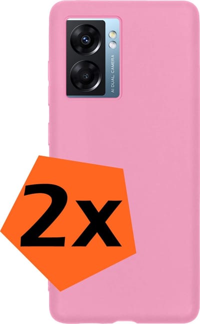 Hoes - 2 Stuks - Geschikt voor OPPO A77 - Sterk & Shockproof - Case Siliconen - Back Cover - Telefoon Hoes - Lichtroze