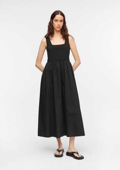 comma - female - Jurk in een stoffenmix met een poplin rok en steekzakken