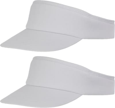 Bullet Sunvisor zonneklep voor volwassenen - 2x stuks - Wit - Katoenen verstelbare zonneklep - Dames/heren