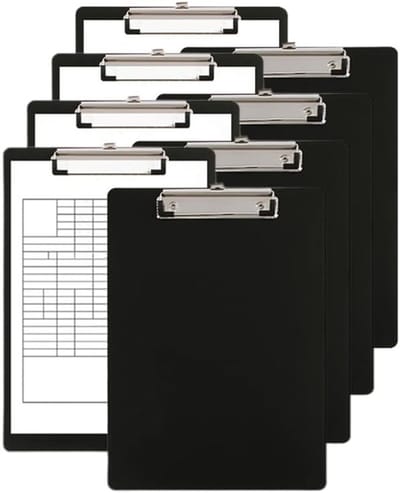 Zwarte Clipboards met Laag Profiel voor Kantoor, A4 Tekenbord en Kunstprojecten, Ideaal voor Scholen en Verpleegkundigen, 12.4x8.5 Inch Formaat