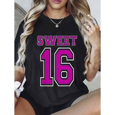 Sweet 16 Verjaardag T-shirt - Stijlvol en Comfortabel Ronde Hals Ontwerp, Gemaakt van Zacht Materiaal voor de Hele Dag XL zwart