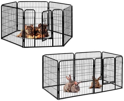 PIPIPOXER-Puppyren - Hondenbench - Hondenren - Hondenkennel met 6 panelen - Staal - 60cm x 80cm