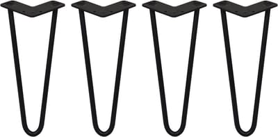 4 x 30,5cm hairpin retro pootjes tafelpoten pinpoten - 2 staven - 12mm - zwart