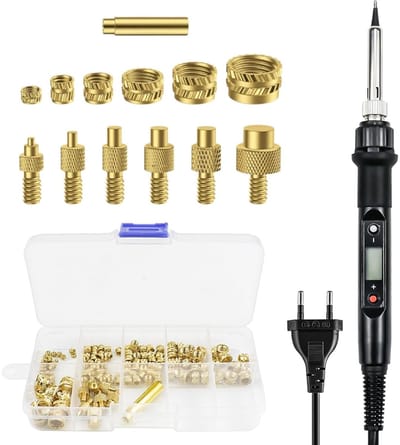 Schroefdraadinzetstukken Set - Soldeerpunten - Reparatie en Onderhoud - 138 Delig - 19 x 19 x 4 cm - Messing
