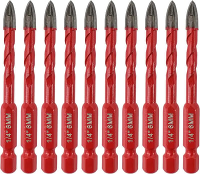 Tegelboorset 10 stuks - Hardmetalen boren - Materiaal Boren - Snelwissel Zeskantschacht - 6mm