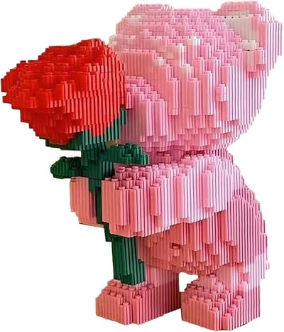 Beer Bouwstenen - Micro Bouwblokken - Decoratie Bouwen - Creatief Zelfbouw - 19.5 x 15 x 10 cm - Roze