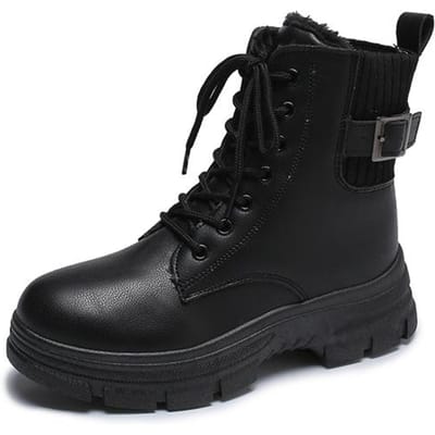 Bottes souples femmes chaussures femme bottes mode ronde Pu bottines hiver élastique noir bottes bottes confortables Zapatillas Mujer 37 noir