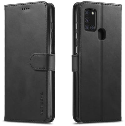 LC.IMEEKE Hoesje - Geschikt voor Samsung Galaxy A21s Hoesje - LC.IMEEKE Luxe Book Case - Zwart