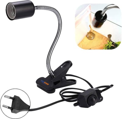 UniEgg® Warmtelamphouder voor reptielen / pluimvee met dimfunctie - zwart - lange levensduur - duurzaam - keramiek - geschikt voor E27 UVA + UVB Hot Lange spotlamp - stevige clipje - geschikt voor bulbs
