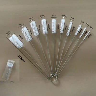Lot de 10 brosses de nettoyage multifonctionnelles - Brosse longue pour pailles, Petite brosse pour bouteilles, Brosse de nettoyage pour pailles, Brosse pour tuyaux White