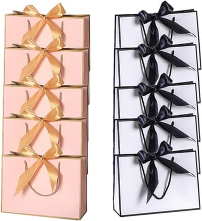Dailygoods - CuiCanfla Grote Cadeauzakjes 10 Stuks - 32 x 25 x 11 cm - Verjaardags- en Bruiloft Geschenkzakjes Met Handvat - Roze