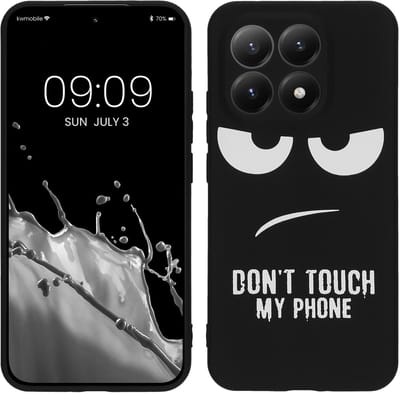 kwmobile telefoonhoesje geschikt voor Xiaomi 15T - Hoesje voor smartphone in wit / zwart - Backcover van TPU - Don't Touch My Phone design