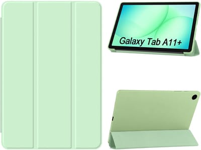 Hoes Geschikt voor Samsung Galaxy Tab A11 Plus hoes Mint Groen – Tablet hoes tri-fold bookcase met auto/wake functie