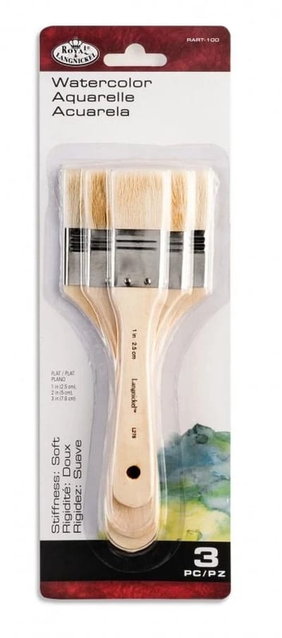 R&L Brown Taklon Flat Brush Set (Firm) - 3 Pack