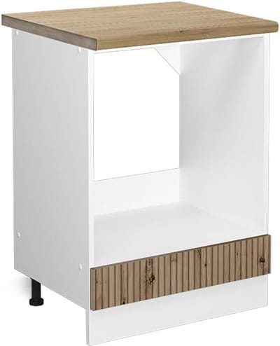 Ovenombouwkast met Werkblad 60 cm - Artisanaal Eiken/Wit - Modulair Keukenmeubel