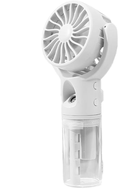 Draagbare handventilator met waternevel, USB-oplaadbare ventilatoren met 4 snelheden, op batterijen werkende verkoelende nevelventilator, persoonlijke mini-handventilator voor op kantoor, buiten, reizen en kamperen (wit)