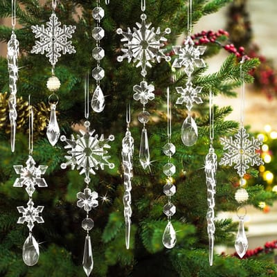 10-Piece Kerstboomdecoratie - IJspegels - Sneeuwvlokken - Acryl Sneeuwvlokken - Kerstboom Decoratie - Pendants - Duidere Acryl - Winterdecoratie