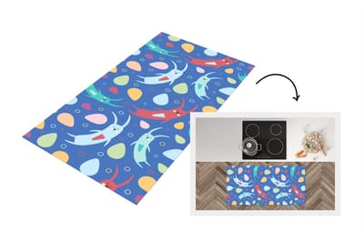 Keukenloper - Loper keuken - Konijnen - Pastel - Regenboog - Patronen - 120x60 cm - Keukenloper vinyl