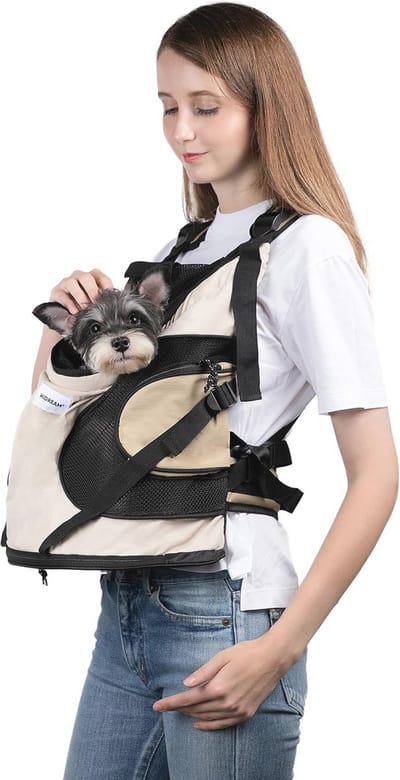 Hondendragers voor kleine honden - comfortabele rugzak met 2 vakken, geschikt voor honden onder 15 kg, maat M