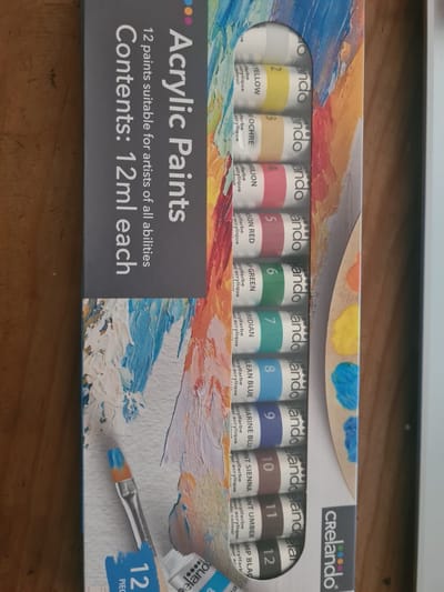 Crelando Acryl verf - 12 stuks ieder 12ml - Sneldrogend - Verschillende kleuren - Knutselen