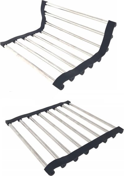 Benson Pannenonderzetter - 2x - RVS - antislip - buigbaar - 22 x 22 cm - Afdruiprek