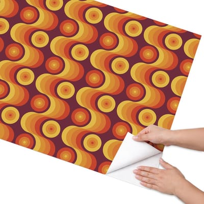 Coloray Meubel Wrap Folie - Oranje Meubelfolie - 75x150 cm - Meubel Wrap Folie Retro-energie - Plakfolie Meubels - Retro Meubelfolie - Decoratiefolie Zelfklevend - Slaapkamer decoratie - Achtergronden en patronen