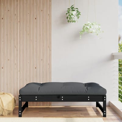 vidaXL - Tuinvoetenbank - 120x80 - cm - massief - grenenhout - zwart
