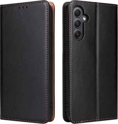 Luxe BookCover Hoes Etui geschikt voor Samsung Galaxy A35 Zwart