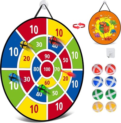 Soft Dartbord 2-in-1 met Zuignappen voor Kinderen - Dinosaurus & Cijfers Spel