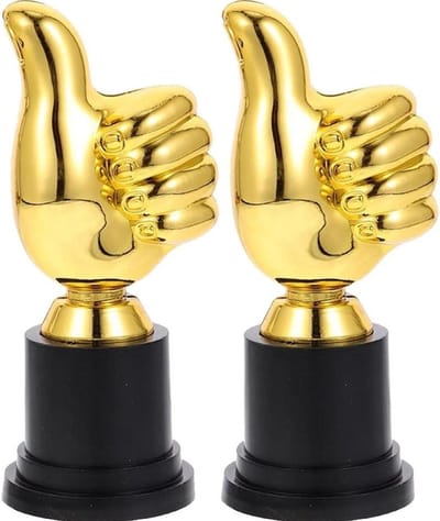 Gouden Trofee Set - Prijs Bekers - Wedstrijd Beloning - Duurzaam Plastic - 13cm Hoog - Goud