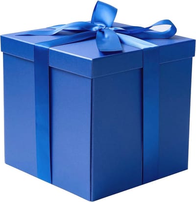 Verjaardagscadeau Doos met Deksels, Lint en Tissue Papier - 10 x 10 x 10 inch, Opvouwbare Geschenkdoos, Koningsblauw