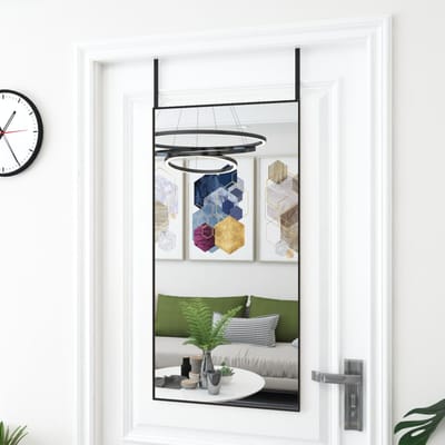 vidaXL - Deurspiegel - 50x100 - cm - glas - en - aluminium - zwart