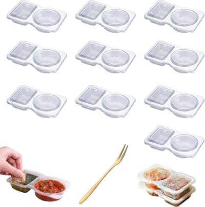 Famanu – 10 stuks herbruikbare snackcontainers met deksels, mini-dipcontainers en sausbakjes voor we