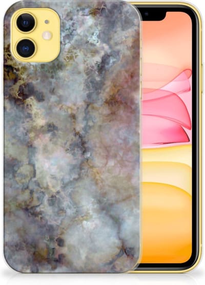 Apple iPhone 11 TPU Siliconen Hoesje Marmer Grijs