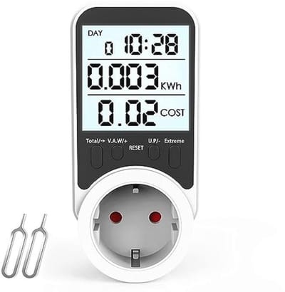 Energimeter voor Stroomverbruik - 3680W, 16A, LCD Display, Overbelastingsbescherming, Thuis en Kantoor