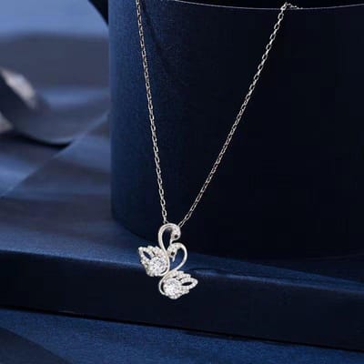 Nieuwe Dames 925 Zilveren Zwaan Ketting Licht Luxe Niche Design Dames Sieraden blue