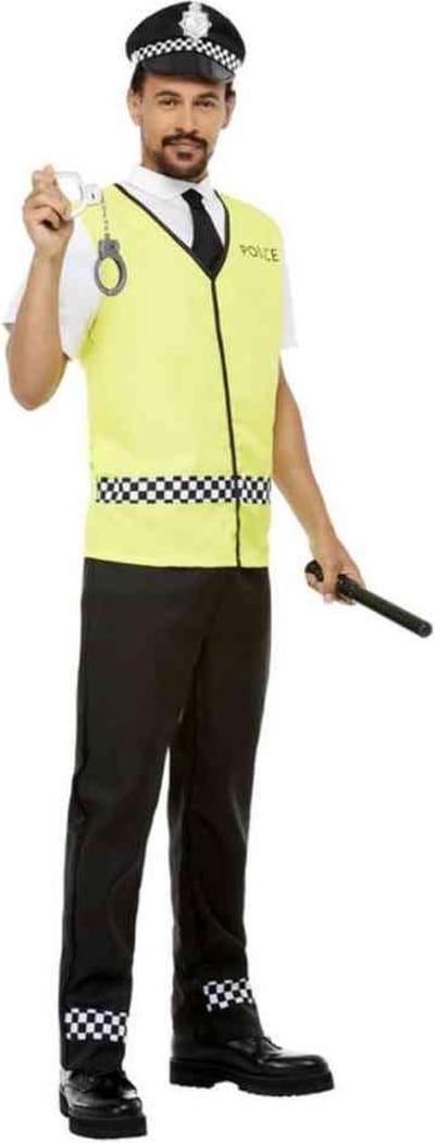 Smiffys - Police Officer Kostuum - L - Zwart/Geel